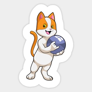 Cat at Bowling with Bowling ball Sticker